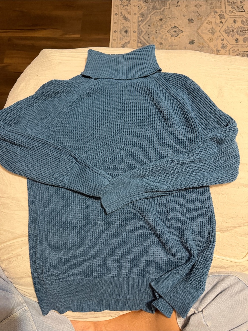 J. Crew Women's Slate Blue Ribbed Cowlneck Sweater